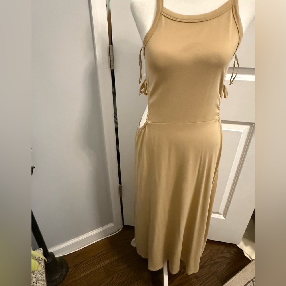 GAP Tan Side Tie Cut Dress